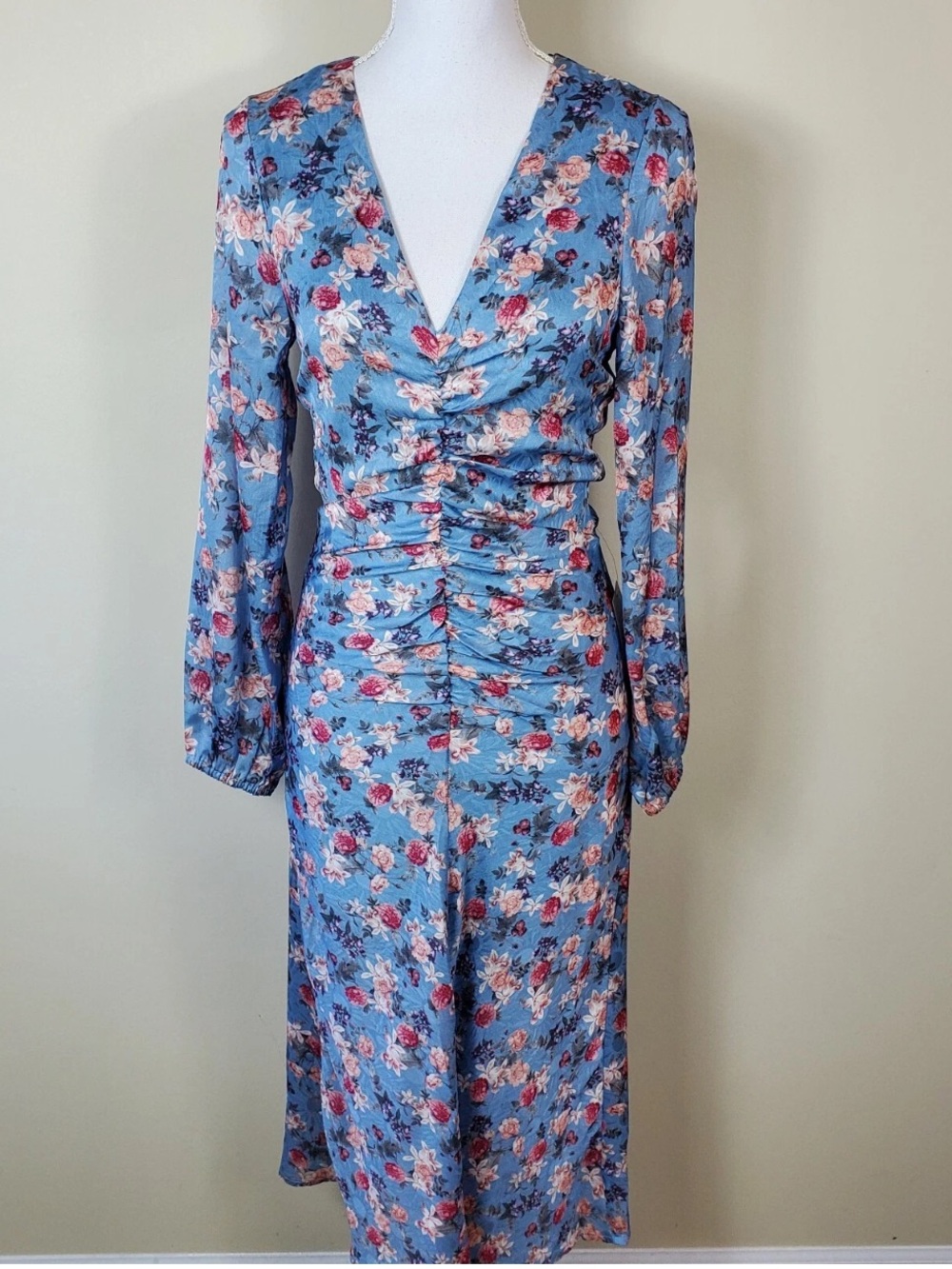 NSR Napean Sea Dress Women's Blue Floral Heidi Rouched Size 4 NEW